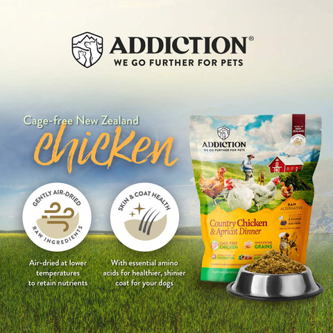 Addiction Country Chicken & Apricot Raw Alternative Dog Food 910g