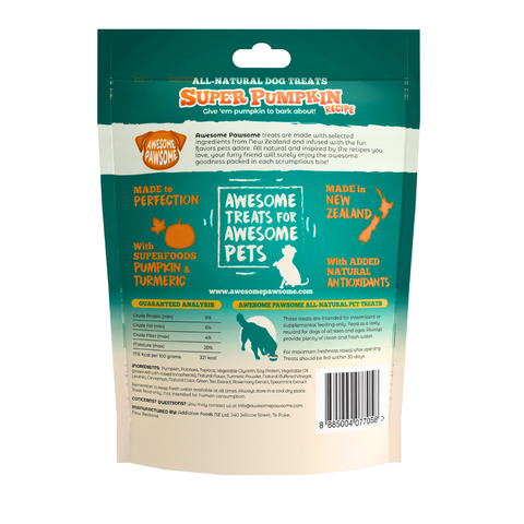 Awesome Pawsome All Natural Dog Treats Super Pumpkin Recipe 85g