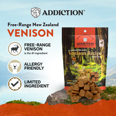 Addiction Venison Meaty Bites - Hypoallergenic Dog Treats 113g