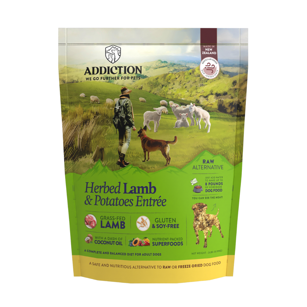 Addiction Herbed Lamb & Potatoes Raw Alternative Dog Food 910g