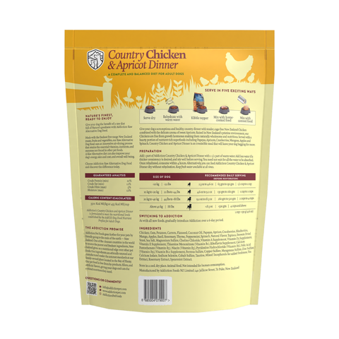 Addiction Country Chicken & Apricot Raw Alternative Dog Food 910g