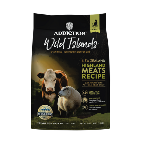 Addiction Wild Islands Highland Meats Grass-Fed Beef & Lamb Recipe Dry Cat Food 1.8kg, 4.5kg