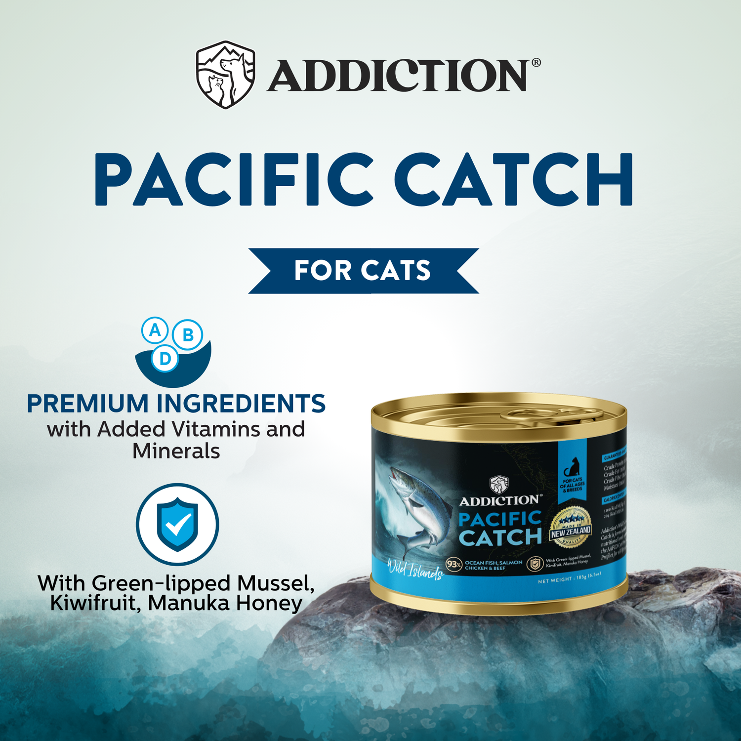 Wild Islands Pacific Catch NZ Fish & Salmon High-Meat Canned Cat Food 185g