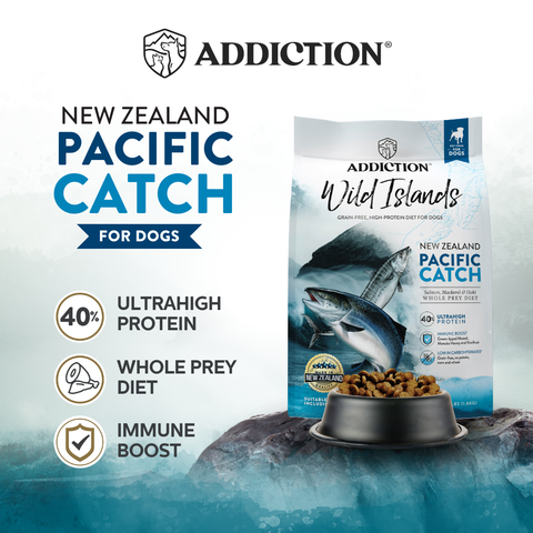 Addiction Wild Islands Pacific Catch NZ King Salmon, Mackerel & Hoki Dry Dog Food 1.8kg, 9kg