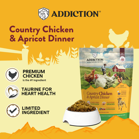 Addiction Country Chicken & Apricot Raw Alternative Dog Food 910g