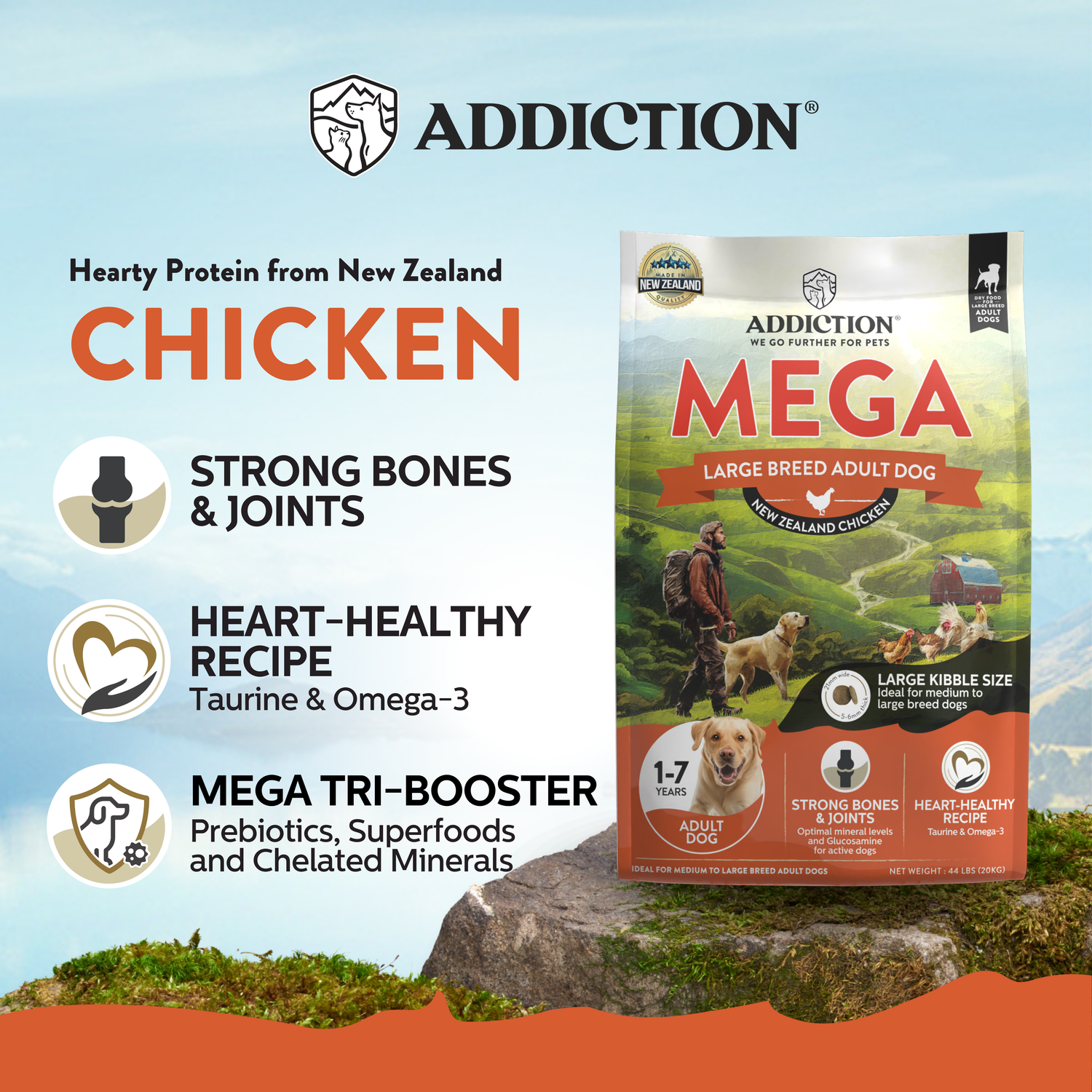 [Dog Trial Pack Bundle] Mega Chicken – Large Breed Adult Dry Food 80g