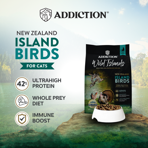 Addiction Wild Islands Island Bird New Zealand Duck, Turkey & Chicken Dry Cat Food 1.8kg, 4.5kg