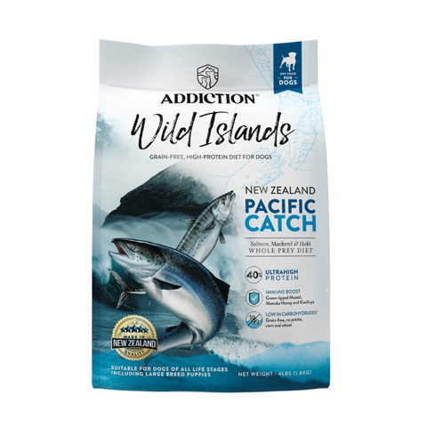 Addiction Wild Islands Pacific Catch NZ King Salmon, Mackerel & Hoki Dry Dog Food 1.8kg, 9kg