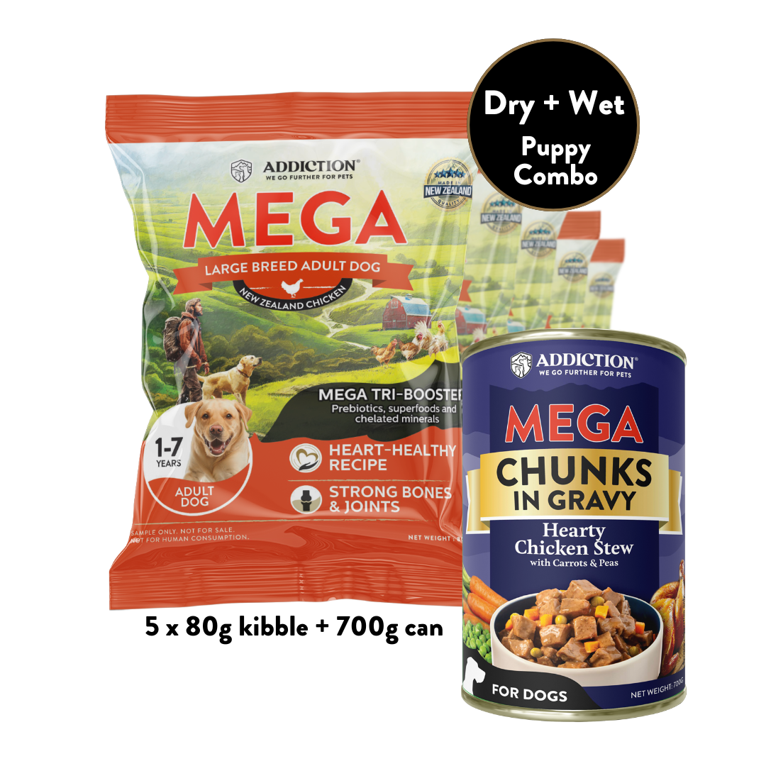 Mega Chicken Adult Wet & Dry Trial Pack Bundle - 5x80g Dry & 700g Wet