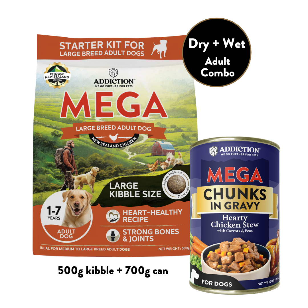 Mega Chicken Adult Wet & Dry Starter Bundle - 500g Dry & 700g Wet