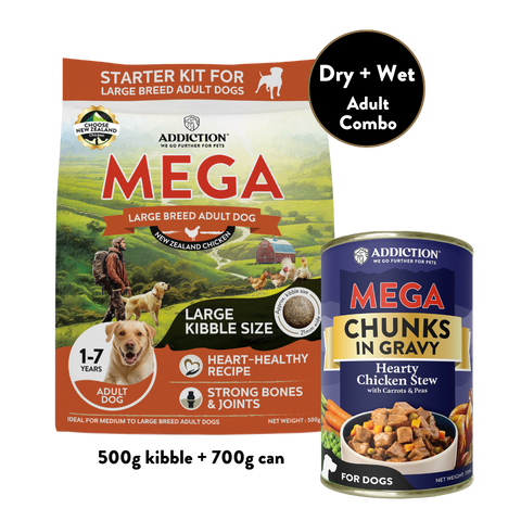 Mega Chicken Adult Wet & Dry Starter Bundle - 500g Dry & 700g Wet