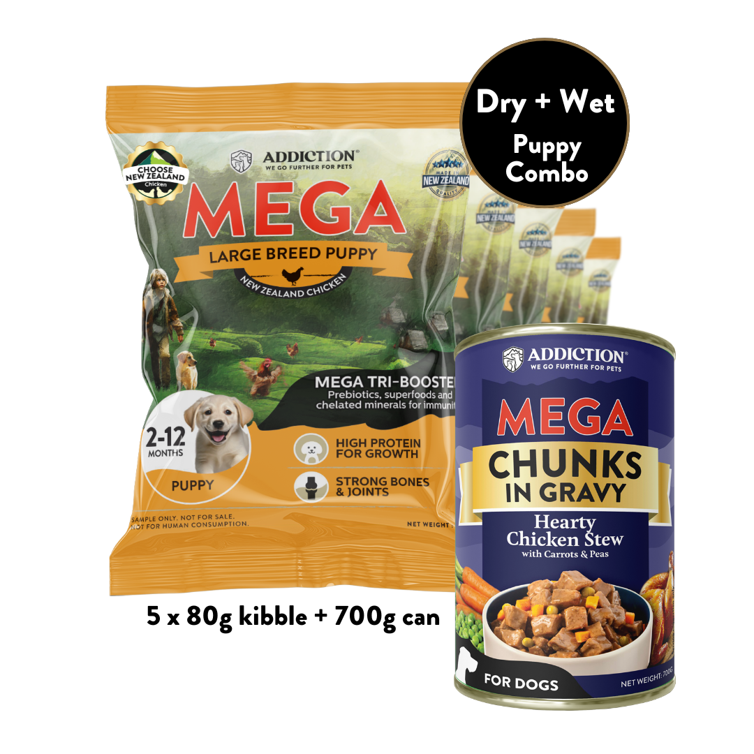 Mega Chicken Puppy Wet & Dry Trial Pack Bundle - 5x80g Dry & 700g Wet