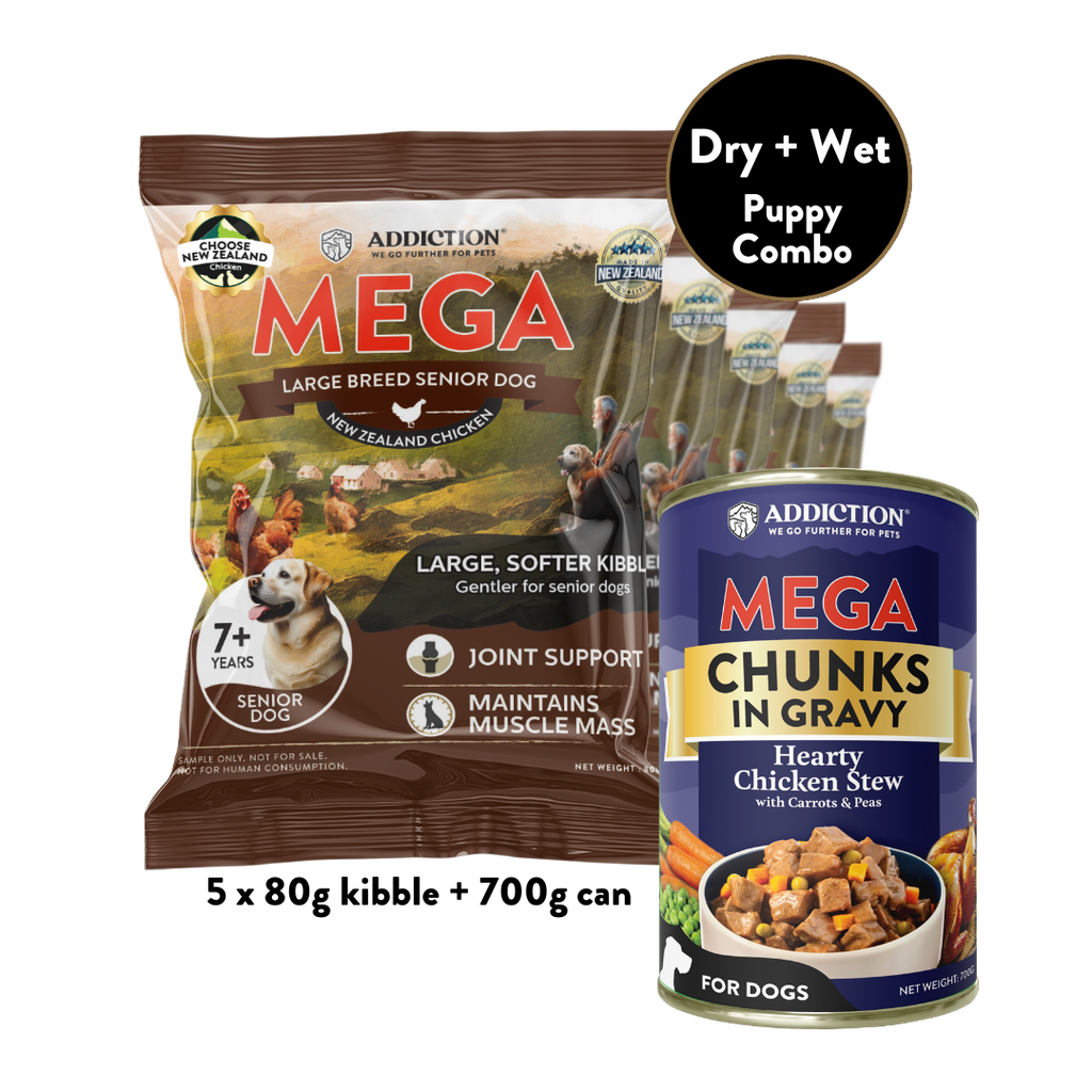 Mega Chicken Senior Wet & Dry Trial Pack Bundle - 5x80g Dry & 700g Wet