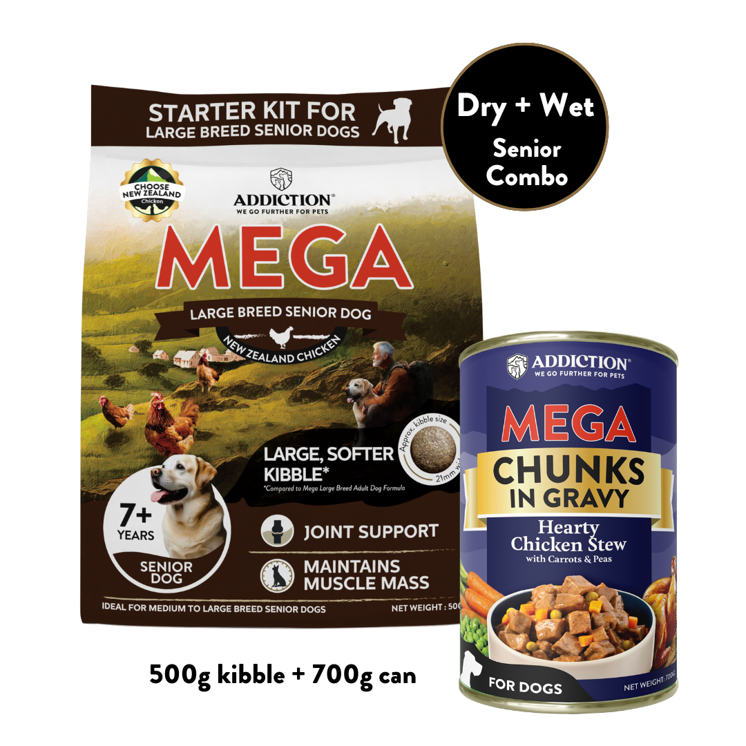 Mega Chicken Senior Wet & Dry Starter Bundle - 500g Dry & 700g Wet