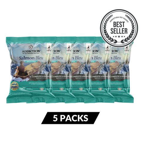 Salmon Bleu Puppy Dry Dog Food - Trial Pack Bundle of 5 (60g x 5)